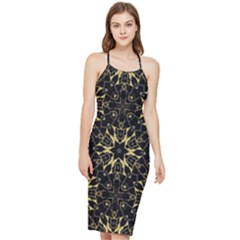 Black and gold pattern Bodycon Cross Back Summer Dress
