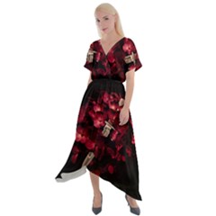 Love Deception Concept Artwork Cross Front Sharkbite Hem Maxi Dress by dflcprintsclothing