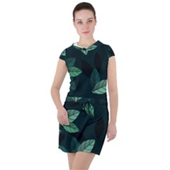 Foliage Drawstring Hooded Dress