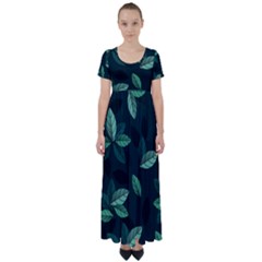Foliage High Waist Short Sleeve Maxi Dress