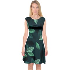 Foliage Capsleeve Midi Dress