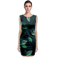 Foliage Sleeveless Velvet Midi Dress