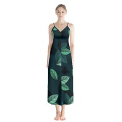 Foliage Button Up Chiffon Maxi Dress