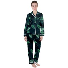 Foliage Satin Long Sleeve Pajamas Set