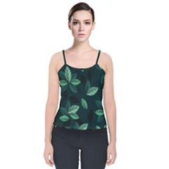 Foliage Velvet Spaghetti Strap Top