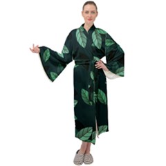 Foliage Maxi Velour Kimono