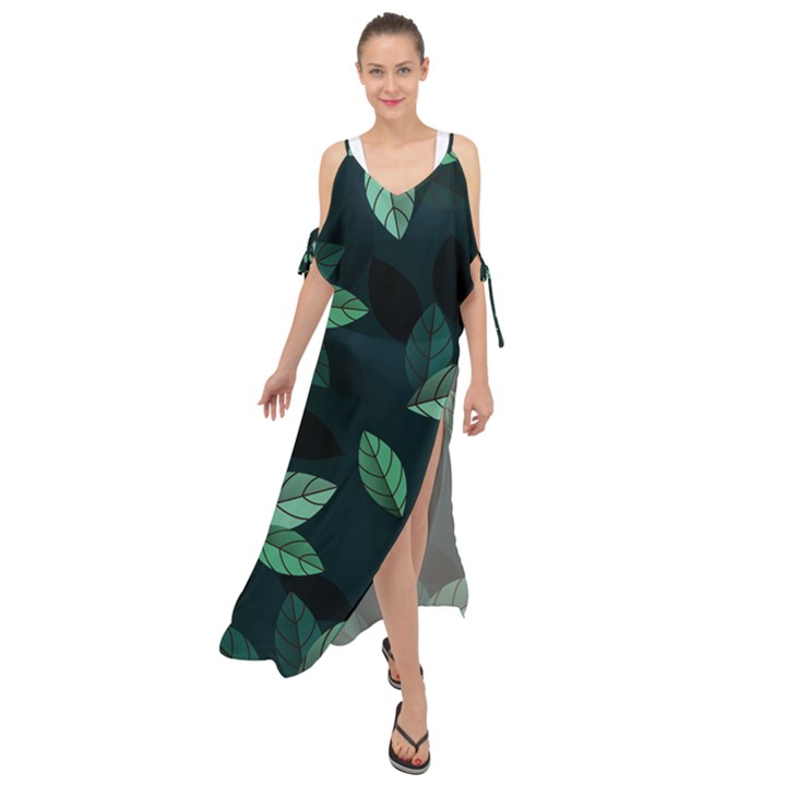 Foliage Maxi Chiffon Cover Up Dress