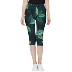 Foliage Inside Out Lightweight Velour Capri Leggings 