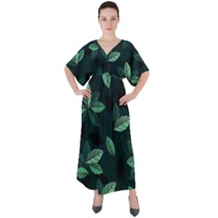 Foliage V-Neck Boho Style Maxi Dress