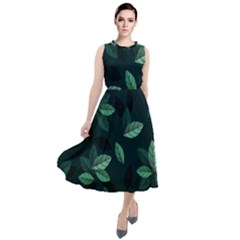 Foliage Round Neck Boho Dress