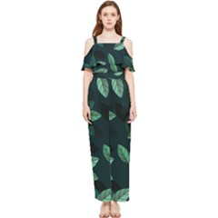 Foliage Draped Sleeveless Chiffon Jumpsuit