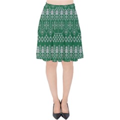 Christmas Knit Digital Velvet High Waist Skirt