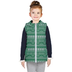 Christmas Knit Digital Kids  Hooded Puffer Vest by Mariart