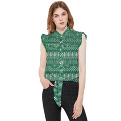 Christmas Knit Digital Frill Detail Shirt