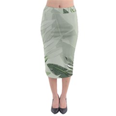 Banana Leaf Plant Pattern Midi Pencil Skirt