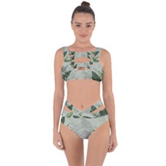 Banana Leaf Plant Pattern Bandaged Up Bikini Set 