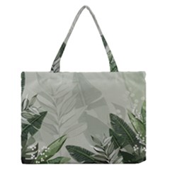 Banana Leaf Plant Pattern Zipper Medium Tote Bag