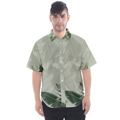 Banana Leaf Plant Pattern Men s Short Sleeve Shirt