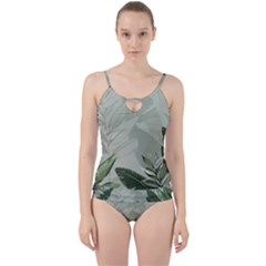 Banana Leaf Plant Pattern Cut Out Top Tankini Set by Alisyart