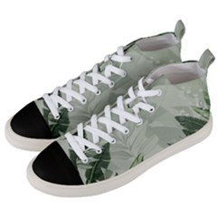 Banana Leaf Plant Pattern Men s Mid-top Canvas Sneakers by Alisyart