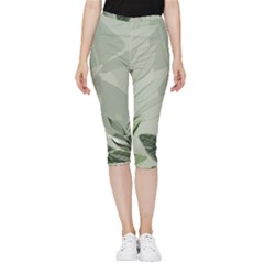 Banana Leaf Plant Pattern Inside Out Lightweight Velour Capri Leggings 