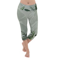 Banana Leaf Plant Pattern Lightweight Velour Capri Yoga Leggings