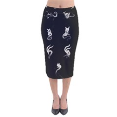 Katzen Cats Velvet Midi Pencil Skirt by WetdryvacsLair