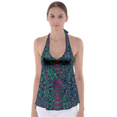 Tree Flower Paradise Of Inner Peace And Calm Pop-art Babydoll Tankini Top by pepitasart