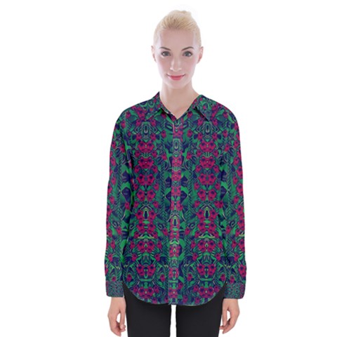 Tree Flower Paradise Of Inner Peace And Calm Pop-art Womens Long Sleeve Shirt by pepitasart