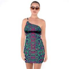Tree Flower Paradise Of Inner Peace And Calm Pop-art One Soulder Bodycon Dress by pepitasart