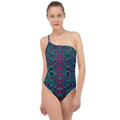 Tree Flower Paradise Of Inner Peace And Calm Pop-art Classic One Shoulder Swimsuit by pepitasart