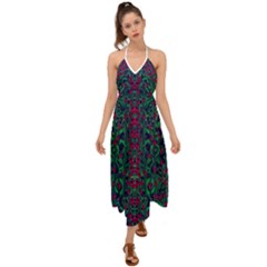 Tree Flower Paradise Of Inner Peace And Calm Pop-art Halter Tie Back Dress  by pepitasart