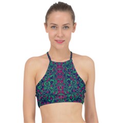 Tree Flower Paradise Of Inner Peace And Calm Pop-art Racer Front Bikini Top by pepitasart