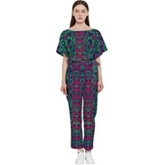 Tree Flower Paradise Of Inner Peace And Calm Pop-art Batwing Lightweight Jumpsuit by pepitasart