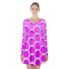 Hexagon Windows Long Sleeve Velvet V-neck Dress by essentialimage