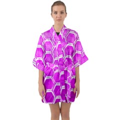 Hexagon Windows Half Sleeve Satin Kimono  by essentialimage