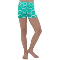 Hexagon Windows Kids  Lightweight Velour Yoga Shorts by essentialimage