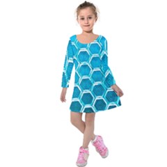 Hexagon Windows Kids  Long Sleeve Velvet Dress by essentialimage