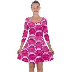 Hexagon Windows Quarter Sleeve Skater Dress