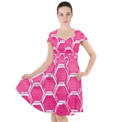 Hexagon Windows Cap Sleeve Midi Dress