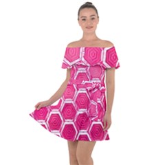 Hexagon Windows Off Shoulder Velour Dress