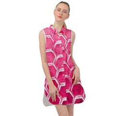 Hexagon Windows Sleeveless Shirt Dress