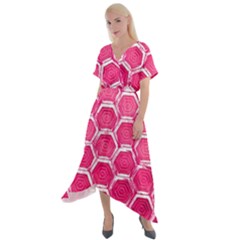 Hexagon Windows Cross Front Sharkbite Hem Maxi Dress