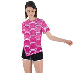 Hexagon Windows Asymmetrical Short Sleeve Sports Tee