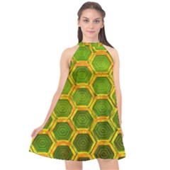 Hexagon Windows Halter Neckline Chiffon Dress  by essentialimage