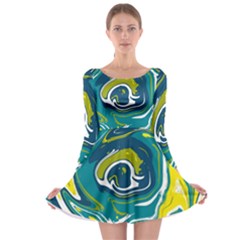Vector Vivid Marble Pattern 14 Long Sleeve Skater Dress by goljakoff