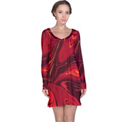 Red Vivid Marble Pattern Long Sleeve Nightdress by goljakoff