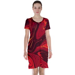 Red Vivid Marble Pattern Short Sleeve Nightdress by goljakoff