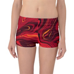 Red Vivid Marble Pattern Boyleg Bikini Bottoms by goljakoff