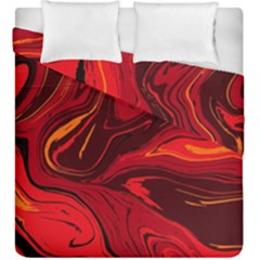 Red Vivid Marble Pattern Duvet Cover Double Side (king Size) by goljakoff